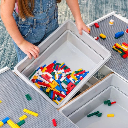 New KidKraft Building Bricks Play N Store Mega Table w/210 Bricks, White 1601399 - Picture 12 of 14