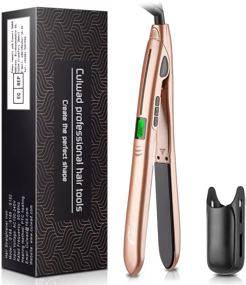 Culwad Hair Straighteners 2 in 1 Ceramic Flat Iron and Curling Iron with LCD