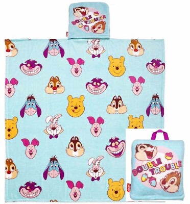 NEW Oh My Disney Travel Blanket DOUBLE TROUBLE Chip Dale Pooh Eeyore Cheshire