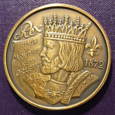 Rex  1970  Antique Bronze Theme New Orleans, LA Mardi Gras Doubloon
