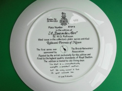 ROYAL DOULTON PLATE STOAT ON THE ALERT PORTRAITS OF NATURE - Picture 2 of 2