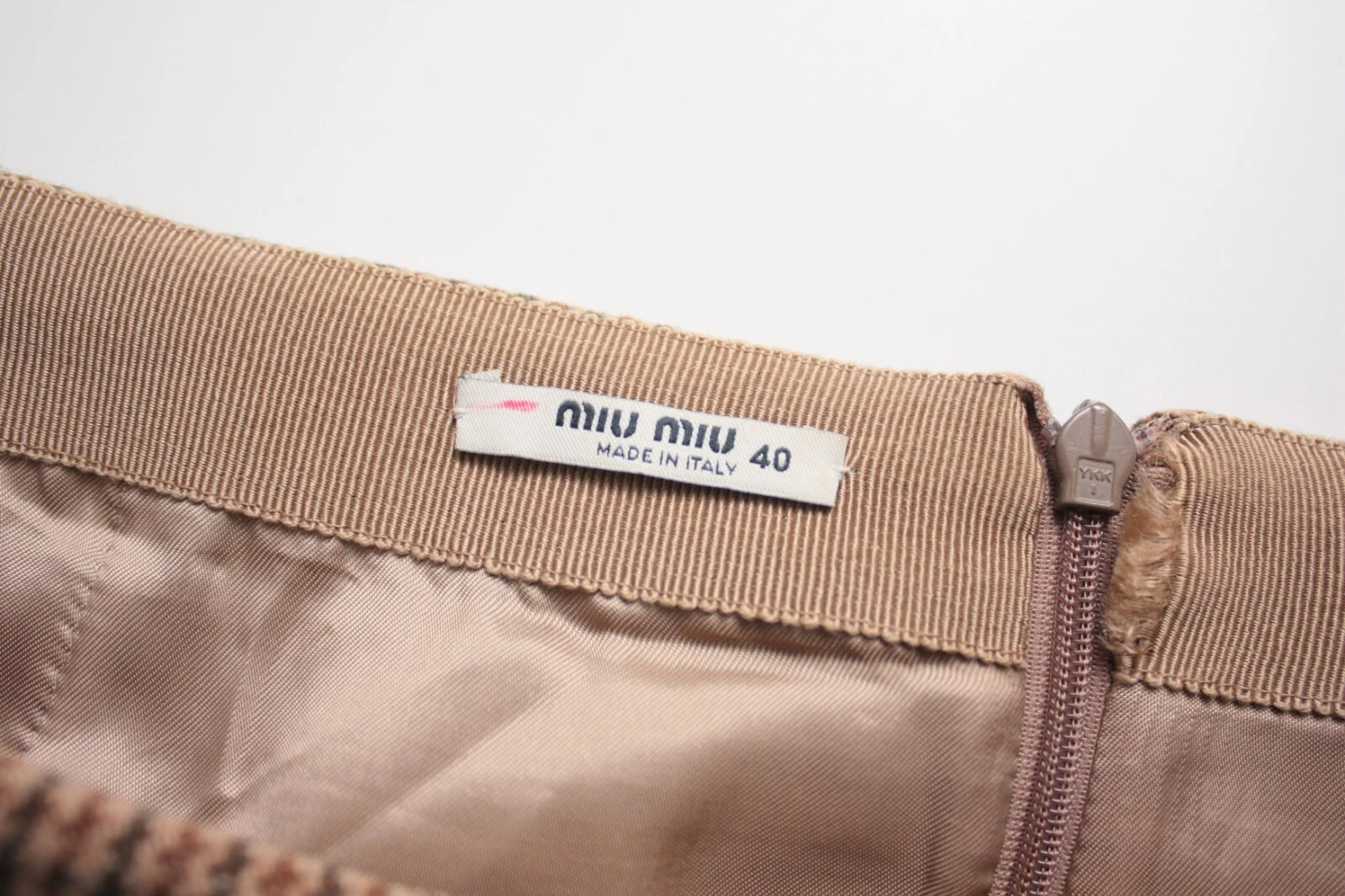 Gonna Miu Miu misto lana cashmere beige marrone Made in Italy
