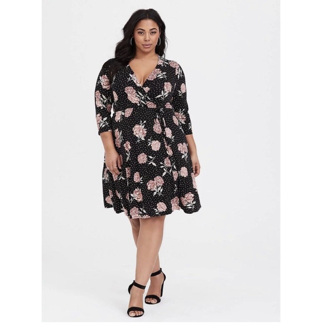 Torrid Mini Jersey Wrap Dress 1X Black White Polka Dot Pink Rose Floral Stretch | eBay Torrid Mini Jersey Wrap Dress 1X Black White Polka Dot Pink Rose Floral Stretch | eBay