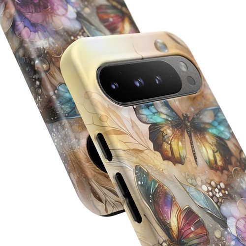 Gold Floral Butterfly Phone Case, Elegant Botanical Alcohol Ink Luxe Cover | X47 - 第 132/272 張圖片