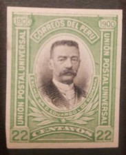 O) 1901 PERU, DIE PROOF INDIA PAPER, EDUARDO LOPEZ DE LA ROMAÑA, PACIFIC WAR -RA