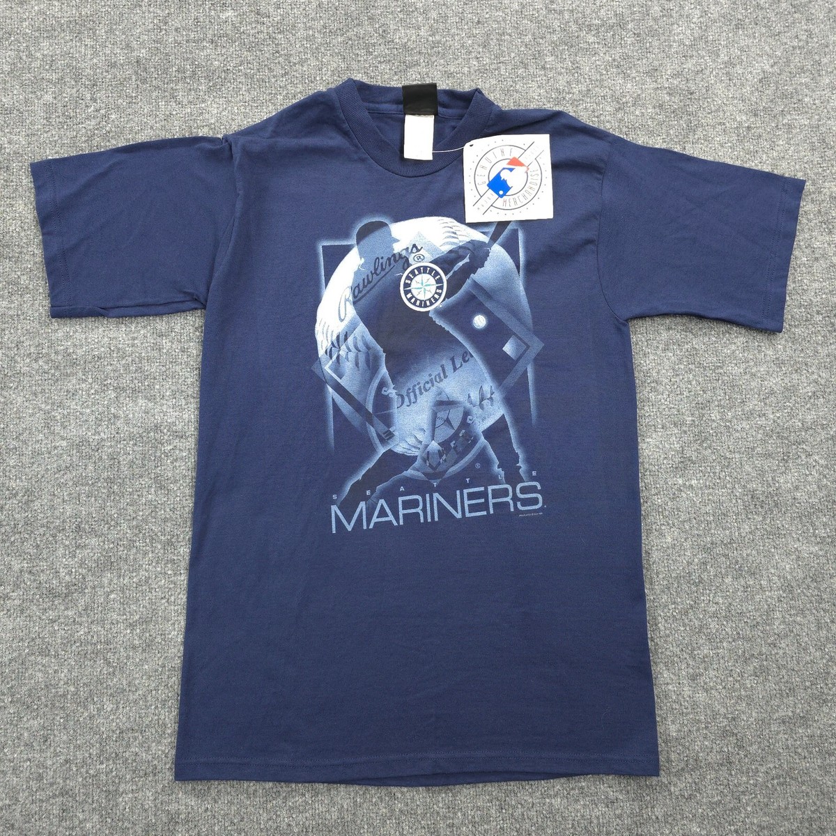 VINTAGE Seattle Mariners Shirt Youth XL 18/20 Blue Graphic 1999 