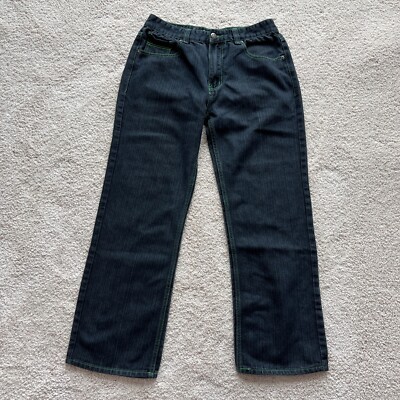Kayden K Skinny Size 34 x 32 Dark Stretch Jeans Black Green