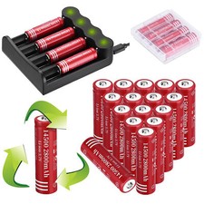 14500 3.7V 2800mah Rechargeable Batteries  Long Life HEAVY DUTY Buttoned/Charger