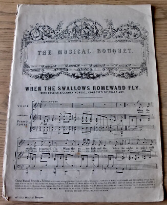 FRANZ ABT WENN DIE SCHWALBEN HEIMWÄRTS FLIEGEN NOTEN (1880) ENGLISCH & DEUTSCH