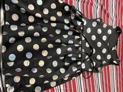 Justice Dress Girls Size 14 Black Silver large dots. Sleeveless Stretch  Party | eBay