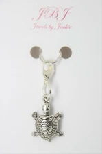 Turtle Charm Clip On Lobster Claw Clasp,  Side Slider Charms Turtles