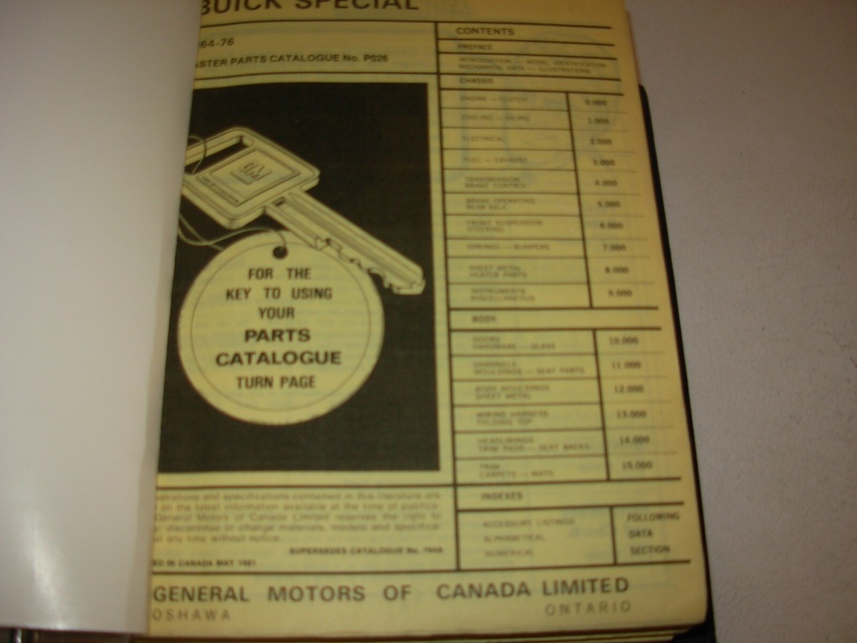1964-1976 Buick Special , Apollo , Skyhawk Parts Book