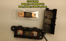 LITTELFUSE Mega Fuse Holder with 100 amp 32V DC Slo-Blo, Back-up Fuse Included!