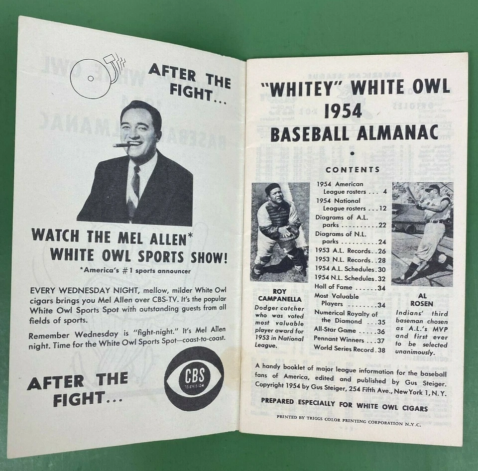 1954 MLB Baseball Almanac Ty Cobb "Whitey" White Owl Cigar Booklet 38 Pages VTG - Image 3 of 4
