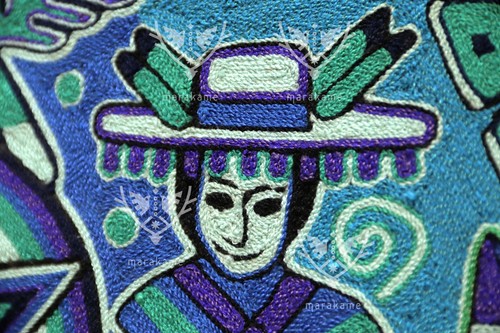 Quadro filato arte Huichol - Catinemiayeeni 60 cm. 24 pollici Filo per opera d'arte messicana - Foto 12 di 16
