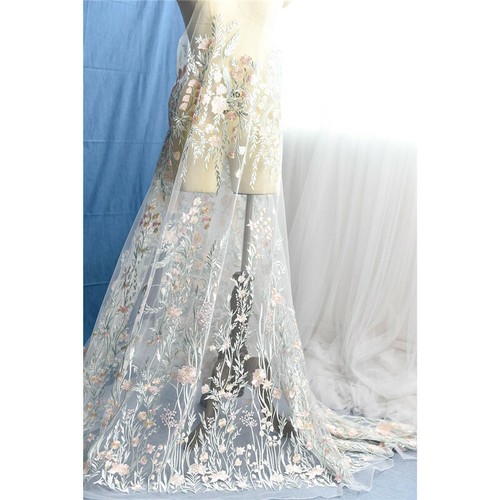 Embroidery Floral Mesh Tulle Fabric DIY Costume Dress Clothes 51" Wide By 0.5Y - Picture 2 of 5