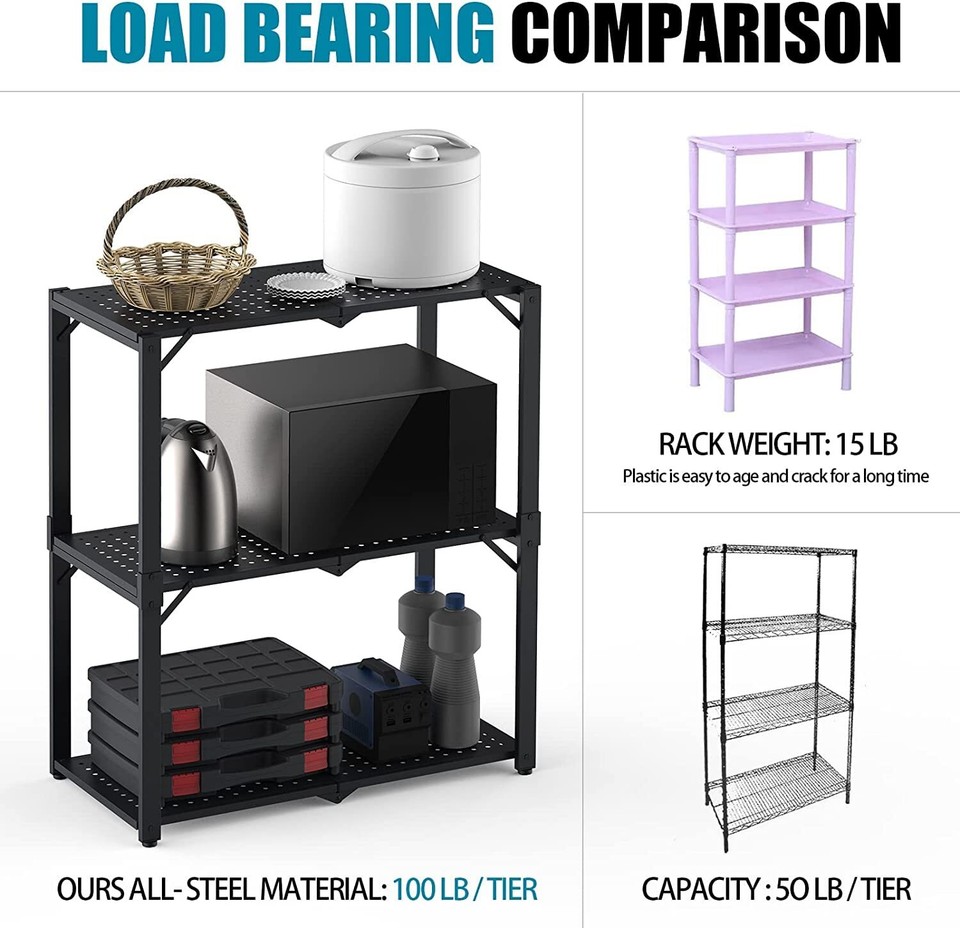 Hastatii 3 Shelf Storage Shelving Unit Metal Rack Heavy Duty 28x13
