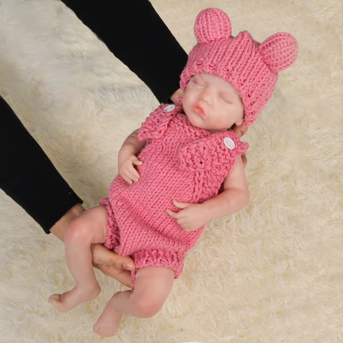17" Realistic Sleepy Full Silicone Baby Doll – Soft, Lifelike Festival Gift - Picture 3 of 8