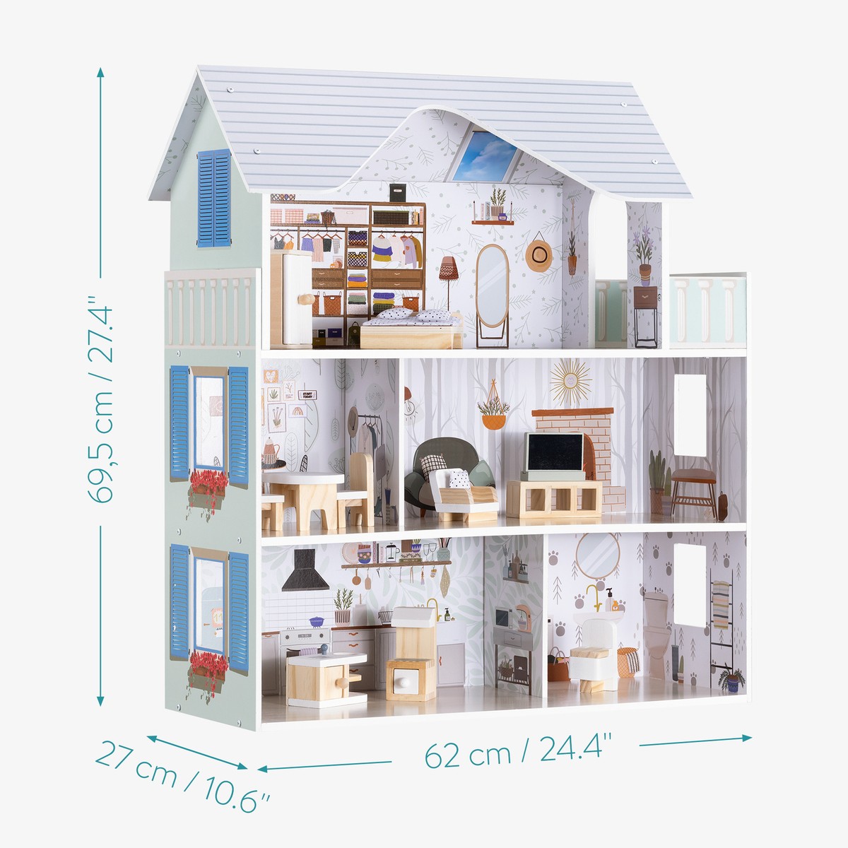 Casa Delle Bambole Con Camino Vittoriano Grigio, Mobili In Miniatura In Resina, Scala 1:12 - Italia - Foto 7