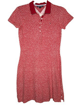 90s Y2K Tommy Hilfiger Red Ditsy Floral Print Preppy Polo Mini Dress XS