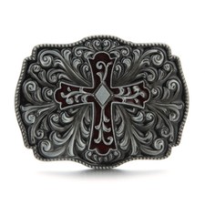 Cross and Flower Karaqusa Belt Buckle Western Cowboy Motorcyclist CR-01-S 