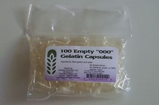 100 EMPTY 000 GELATIN CAPSULES, Largest size with approx 1000 mg capacity "000"