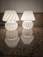 Coppia LAMPADE FUNGO MURANO LAMP MUSHROOM WHITE PINK ABATJOUR  VENINI ABAT-JOUR 