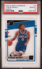 2020-21 Clearly Donruss Tyrese Maxey Purple Rated Rookie SSP GEM MT PSA 10 POP 1