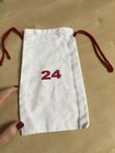 Christmas Stocking Bag White Cotton Red Strings 24 Printed On One Side 25x14cm