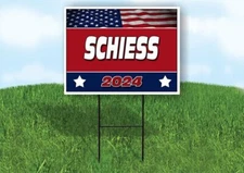 SCHIESS FLAG RED 2024 18inx24in Yard Road Sign w/ Stand