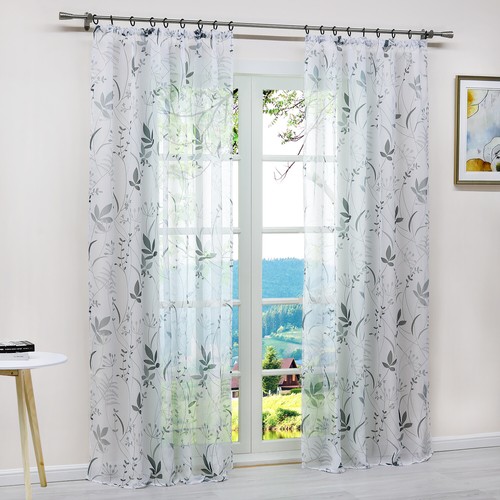 Transparent Gardinen Stores Ösen Kräuselband Schlaufenschal Vorhang Wohnzimmer - Bild 15 von 17