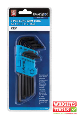 Langarm Star Torx Inbusschlüssel Schraubenschlüssel Set T10 - T50 9-teilig Schwarzoxid Schlüssel 15305