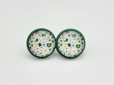 Lucky Shamrock Charms Stud Earrings