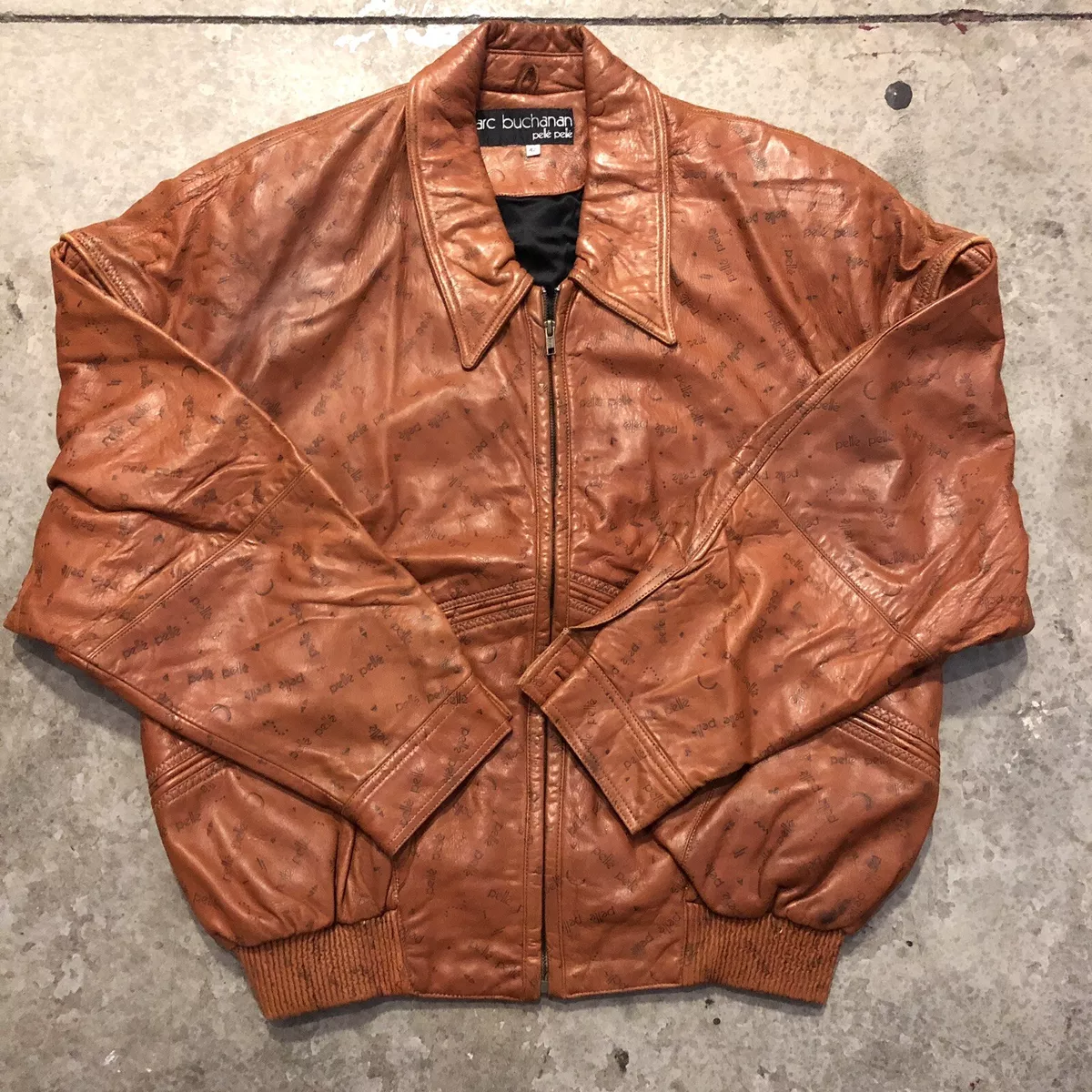MARC BUCHANAN PELLE PELLE Brown Leather Jacket Size 42 Vintage 90s