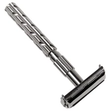 Parker 22R Gunmetal Design Safety Razor Butterfly Open & 5 Double Edge Blades