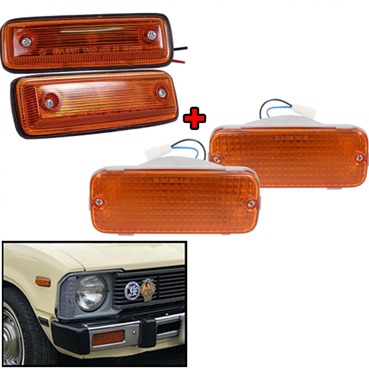 Set Side Marker Lamp Front Bumper Light Amber For 1978-1983 Toyota