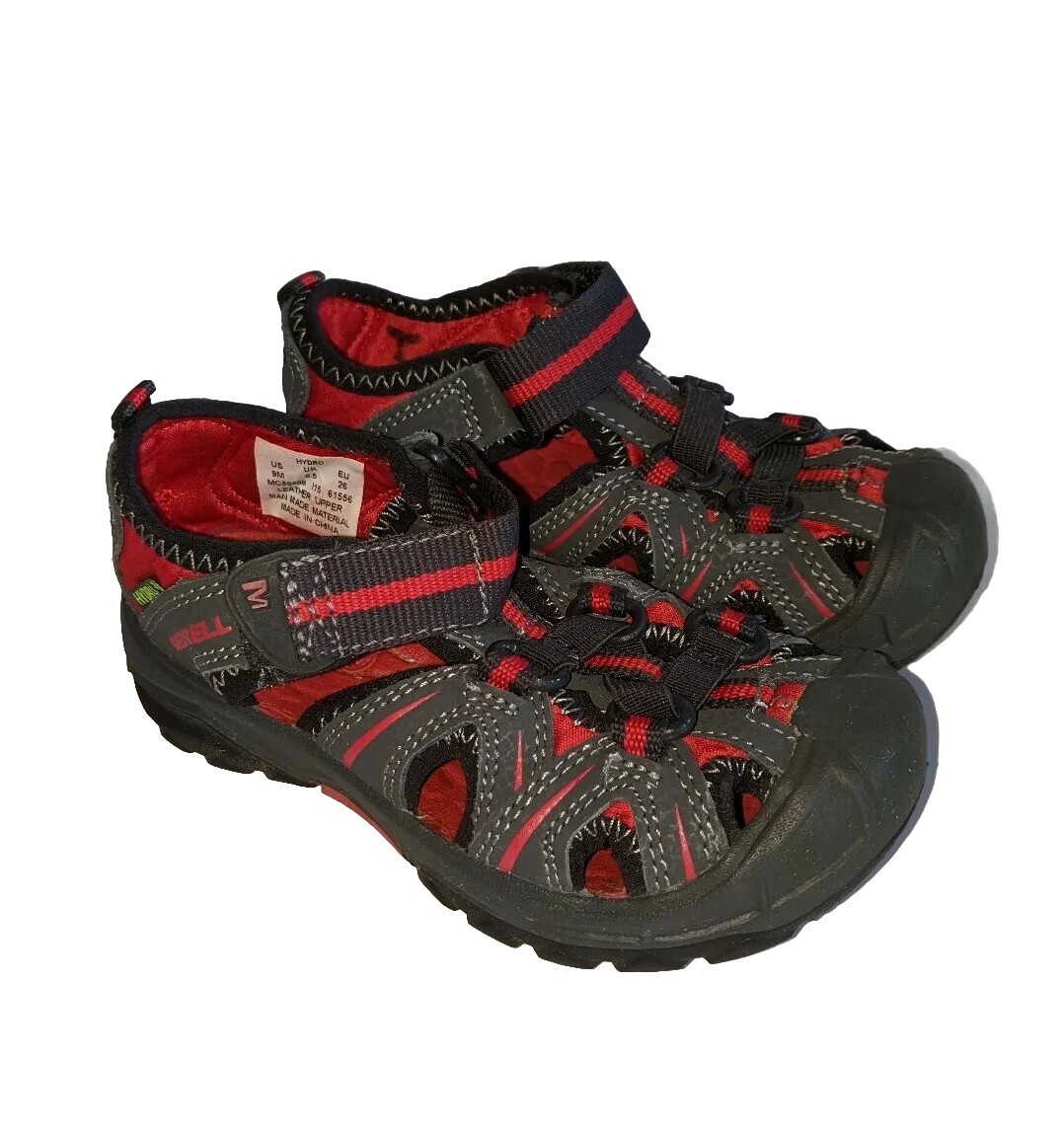 Merrell Hydro Hiker sandali da passeggio sportivi scarpe MC55688 giovani taglia 9M grigio rosso