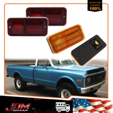 4X Amber Front & Red Rear Side Marker Signal Light For 68-72 Chevy GMC C/K Truck