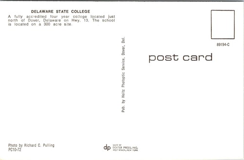 Postal aérea de State College Campus Dover Delaware A101 - Imagen 2 de 2