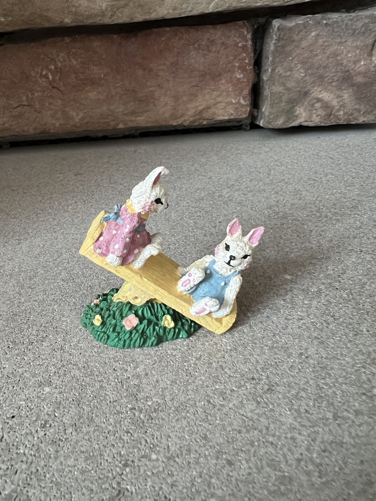 Two Bunny Teeter Totter Cottontail Lane Easter Village Midwest Cannon