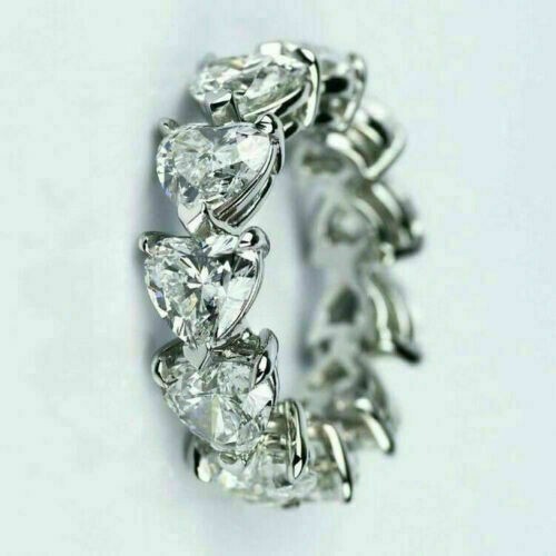 Fede Nuziale Eternità Diamante Simulato Taglio Trilione 2Ct Finitura Oro Bianco 14K - Foto 2 di 2