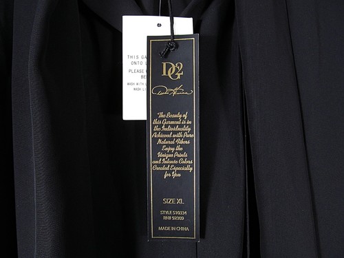 DG2 Diane Gilman Blouse XL Black Sheer Sash Collar Boho Artsy Witchy Gothic NWT - Picture 2 of 7