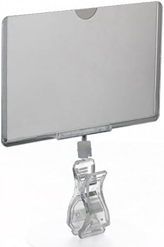10 Pack Rotating Clip-on POP Sign Holders with Card Protector - Metal Design - Picture 3 of 7