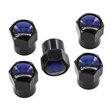 Mopar Logo Tire Valve Caps Set (Blue On Black...