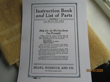 Sparta Economy Sears Models A B C CA CX 1935 Engine  Instruction/Parts Manual 
