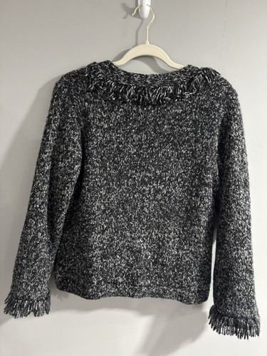 Compliments Fringe Trim Sweater Size Small Black White - Picture 13 of 17