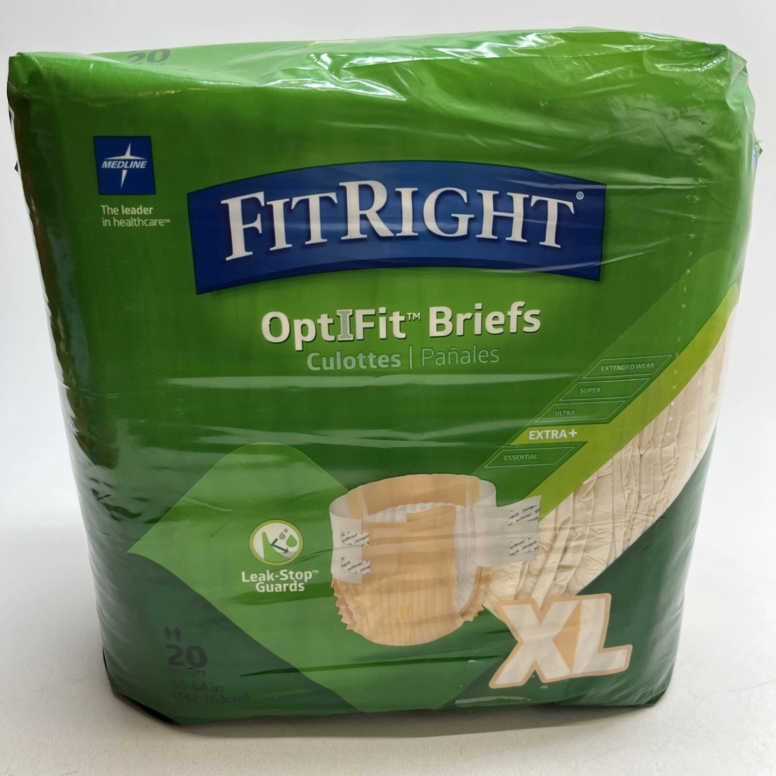 FitRight OptiFit XL Adult Diapers, 20ct, tabs, 56"-64" BIG WAIST 🔥
