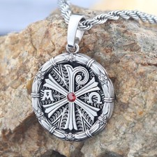 Chi Rho Símbolo PX Cristo Alp Ome Dije Repetición de Patrón Colgante de Plata
