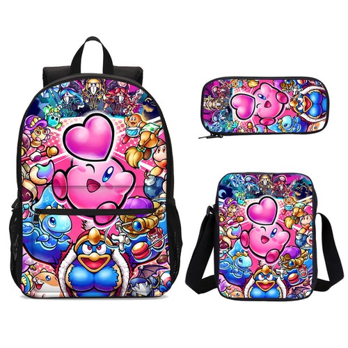 Cute Kirby Cartoon Girls Large School Backpack Insulated Lunch Bag Pen Pouch Lot - Bild 17 von 19