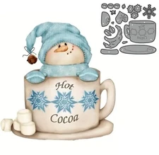 Snowman Cocoa Cup Metal Die Cuts, Christmas Snowman Cup Metal Cutting Dies Cu...